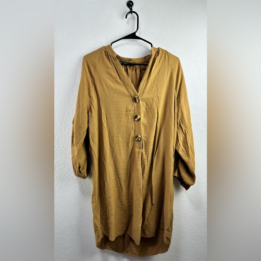 Zara Basic Brown Half Sleeve Tunic Dress Size L